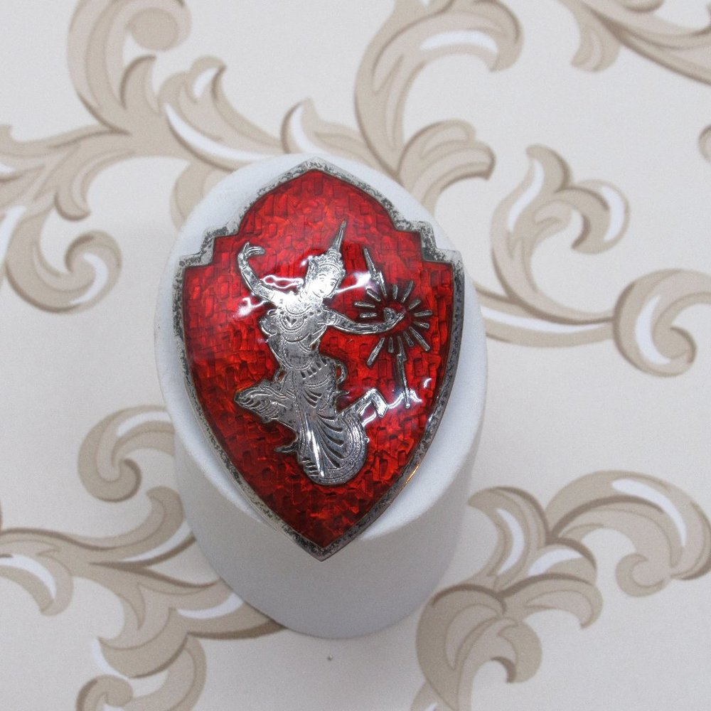 Vintage Sterling Siam Brooch Pendant